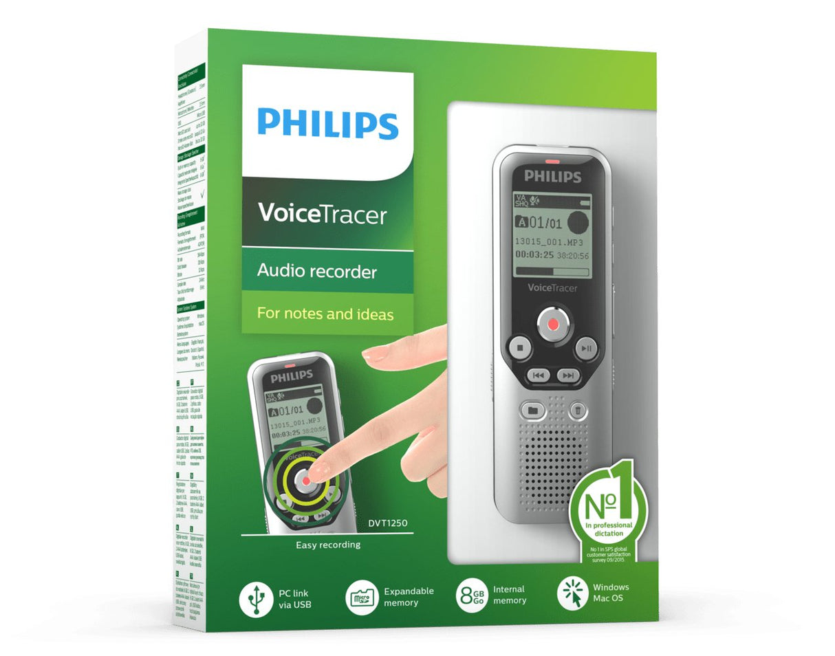 Philips Dvt1250 Dictáfono Negro, Gris