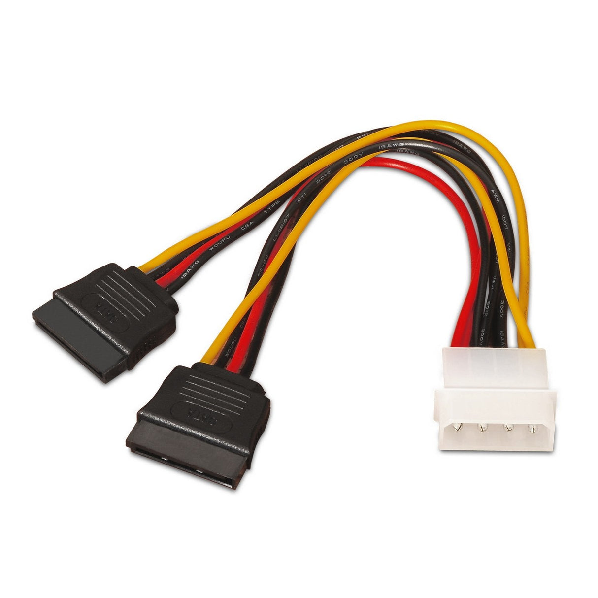 Aisens Cable Sata Alimentacion - Molex 4pin/M-2xsata Hembra - 20cm - 100% Cobre - Negro