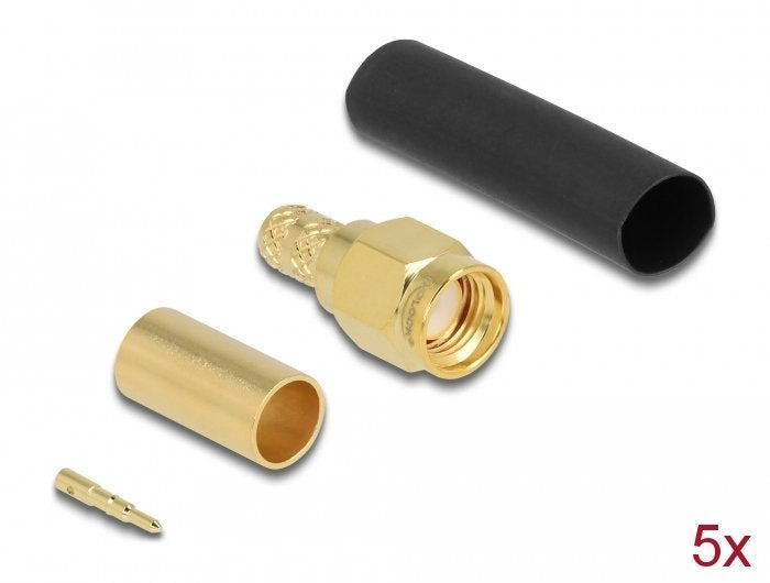 Sma Conector Macho Para Crimpar Lmr200 Con Passendem Tubo Termorretráctil - 5 Unidades