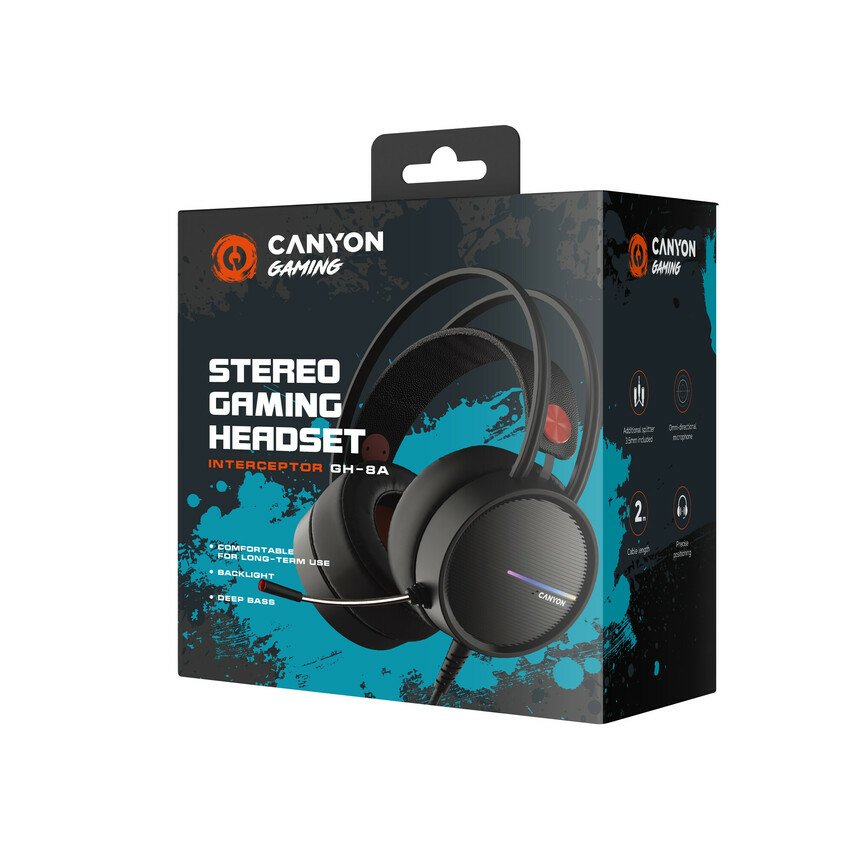 Canyon Interceptor Gh-8a, Gaming Headset 3.5mm Negro Orange