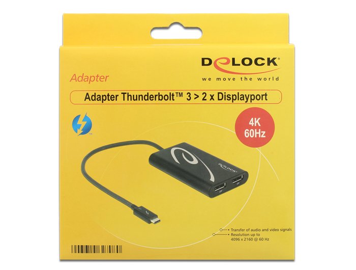 Delock Adaptador Thunderbolt 3 Macho > 2 X Displayport Hembra 4k 60 Hz