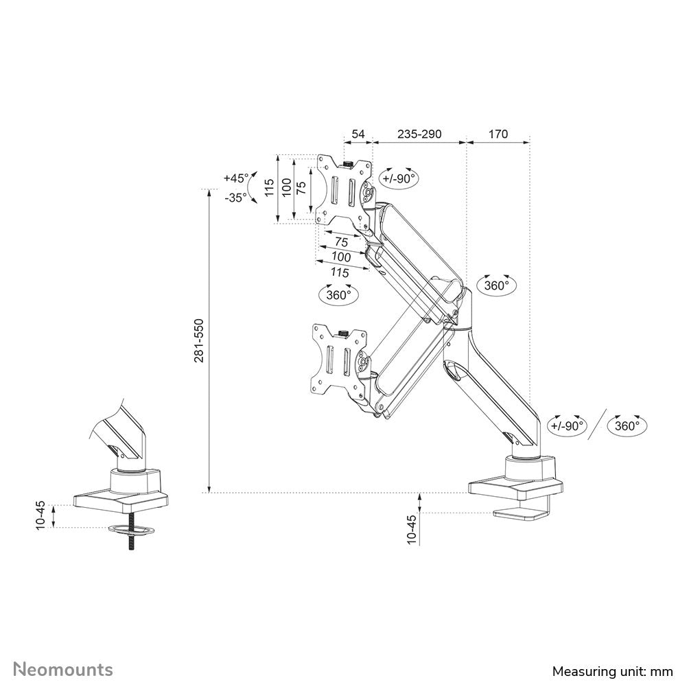 EAN 8717371449469 - Neomounts DS70-450BL1 soporte para monitor 106,7 cm (42") Escritorio Negro imagen 20