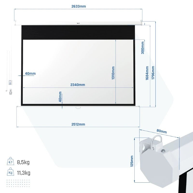 Iggual Pantalla Para Proyector Motorizado 234x131 Cm Cont Remoto 2,69m (106\1) 2,34m 131cm 16:9 Blanco