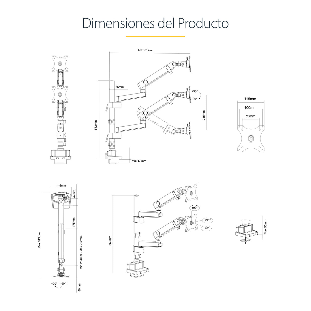 EAN 65030892537 - StarTech.com ARMDUALPIVOT soporte para monitor 81,3 cm (32") Escritorio Negro imagen 19