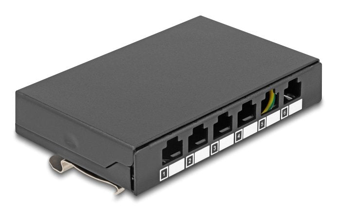 Carcasa Vacía 6 Port Para Keystone Rj-Module Negro - Zur Montaje An Mesa, Pared O Carril Din