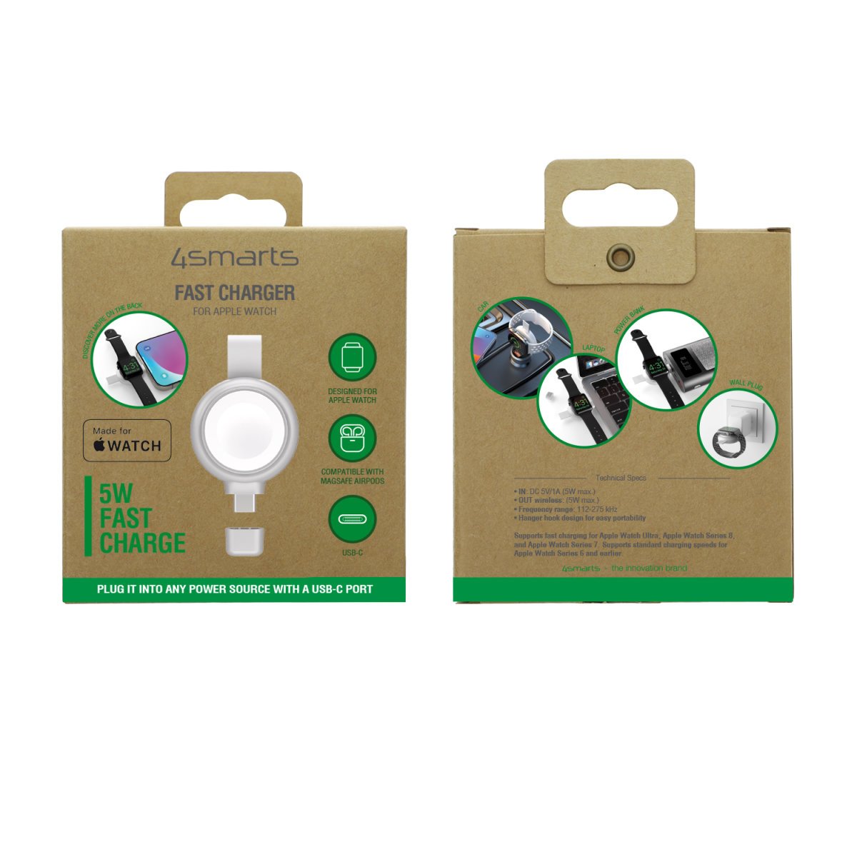 4smarts Mfi Fast Charger Para Apple Watch Plata