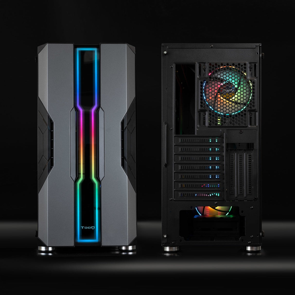 Tooq Nightcity Caja Semitorre Gaming Eatx/Atx/Micro-Atx/Mini-Itx - Panel Lateral Cristal Templado - Tamaño Disco