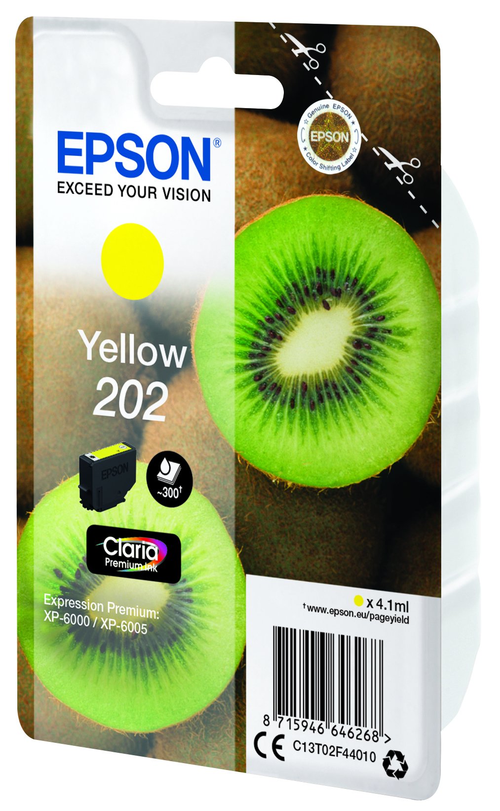 EAN 8715946646268 - Epson Kiwi 202 cartucho de tinta 1 pieza(s) Original Rendimiento estándar Amarillo imagen 1