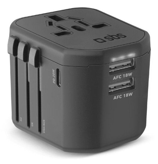 EAN 8018417467301 - SBS TEADAPT2USBTCPD20UNI cargador de dispositivo móvil Universal Negro Corriente alterna Carga rápida Int imagen 1