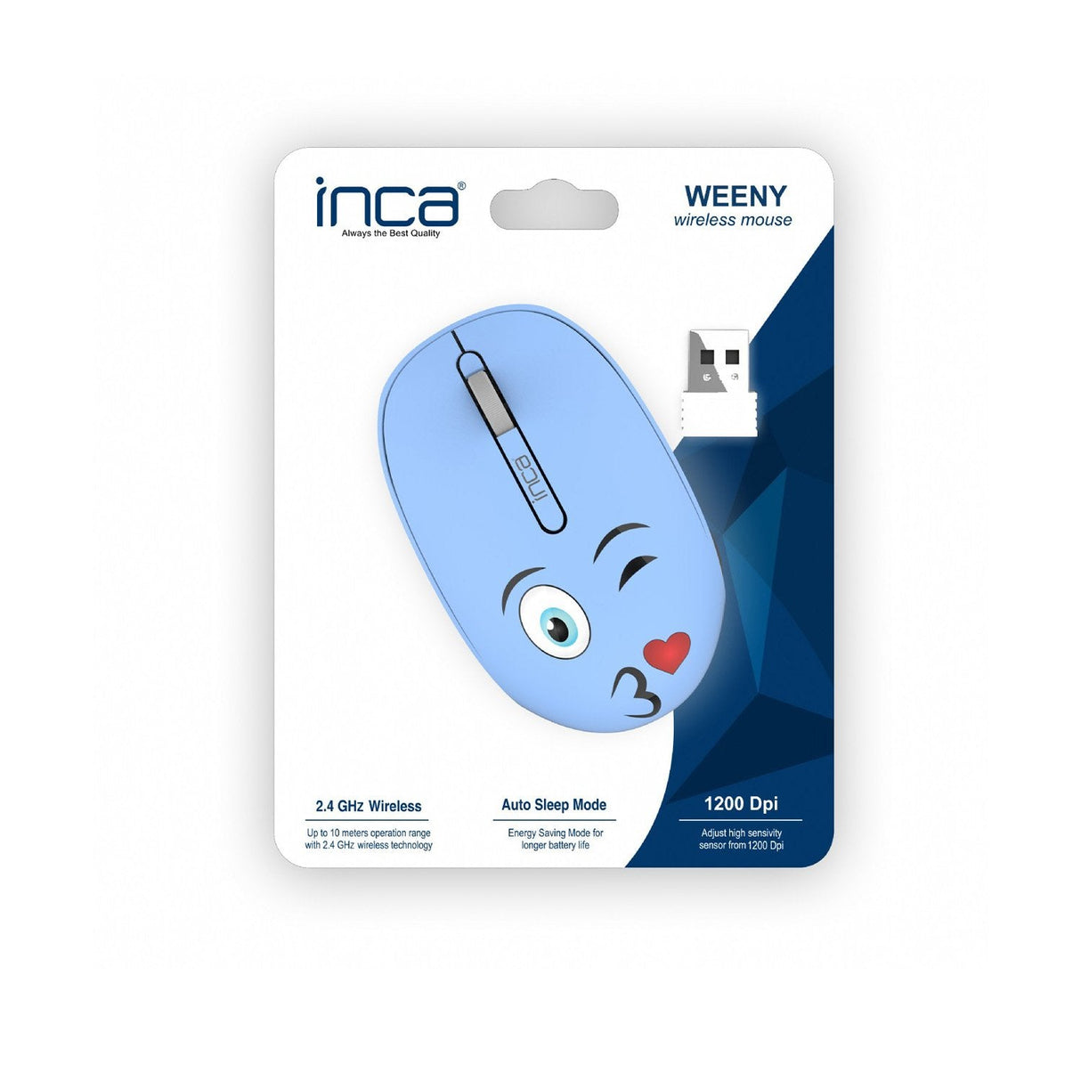 Inca Wrls Raton 1200dpi 3tamen 2.4ghzusb-A Weeny Emoji Bl