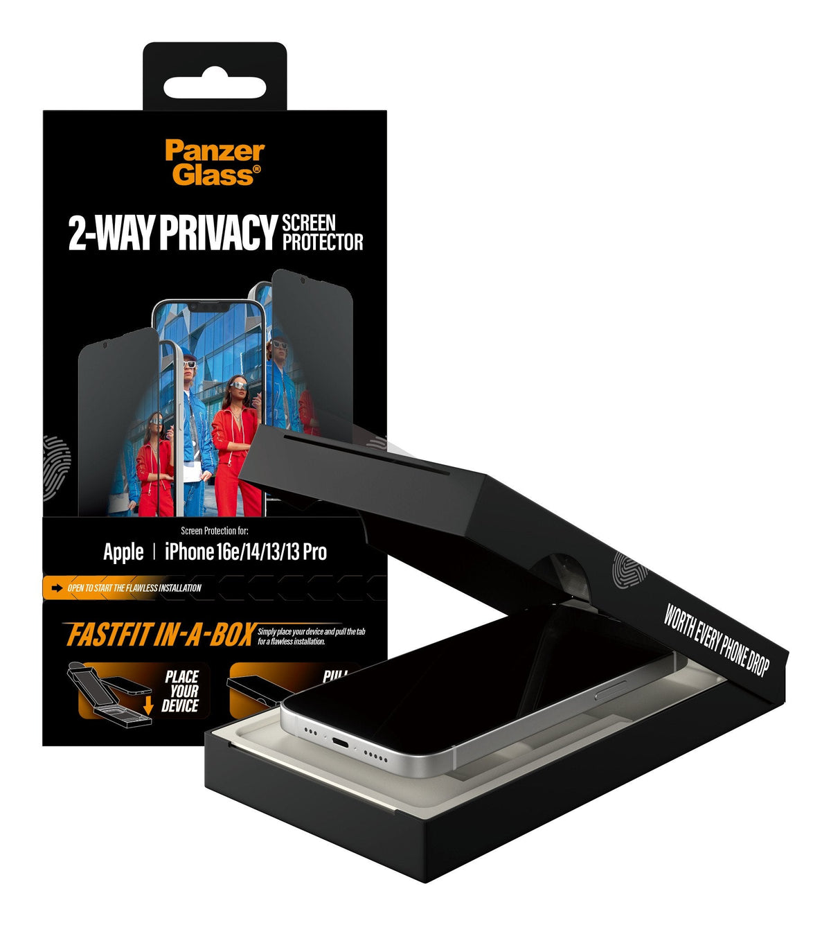Panzerglass ® 2-Way Privacy Protector De Pantalla Iphone 17e 16e 14 13 13 Pro Ultra-Wide Fit M. Fastfit In-A-Box, Apple, Apple - Iphone 16e, Apple - Iphone 14, Apple - Iphone 13 Pro, Apple - Iphone 13, Trockene Aplicación,