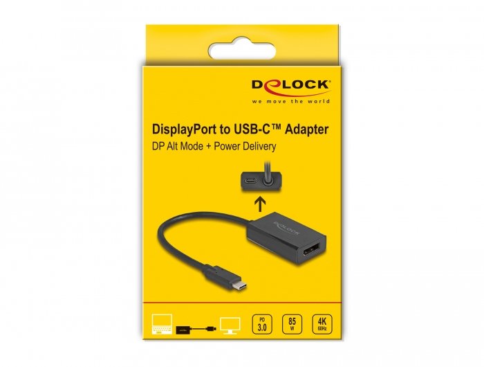 Delock 61059 Adaptador Displayport Hembra A Usb Type-C Macho (Modo Dp Alt) 4k Con Pd 85 W