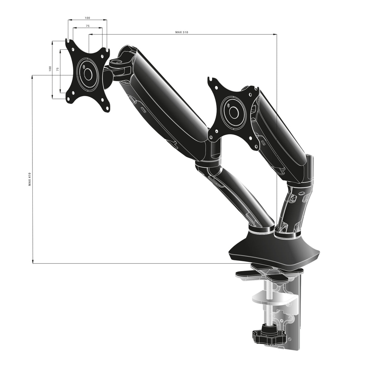 EAN 4948570032129 - iiyama DS3002C-B1 soporte para monitor 68,6 cm (27") Escritorio Negro imagen 12