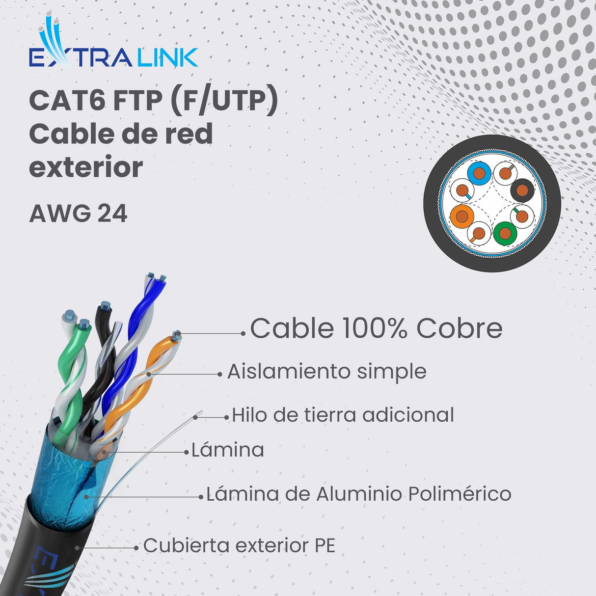 Extralink Cat5e Ftp (F/Utp) Outdoor Twisted Pair With Gel 305m