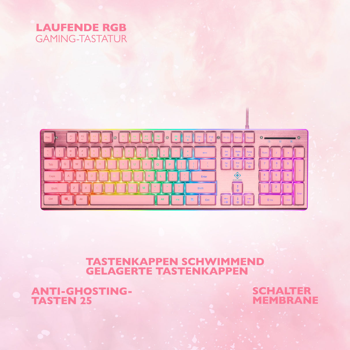 EAN 7333048057327 - Deltaco Gaming GAM-021-RGB-P-DE teclado Juego USB QWERTZ Alemán Rosa imagen 9