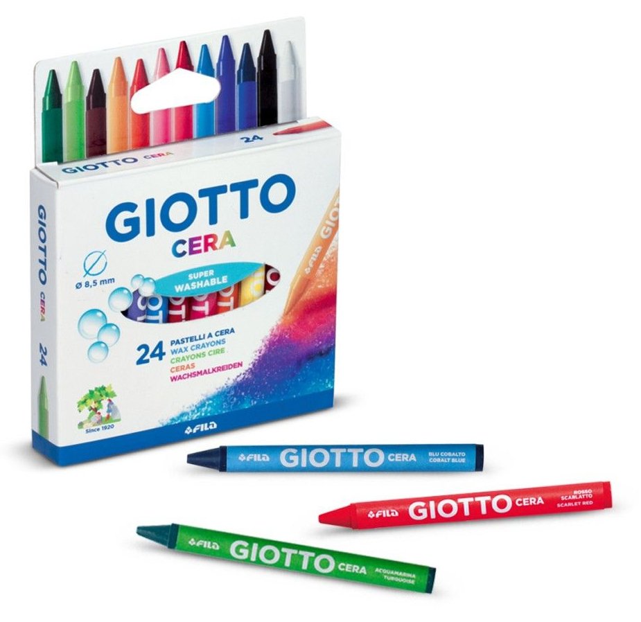 Giotto Pack De 24 Lapices De Cera - Extraresistentes - Facil De Sacar Punta - No Mancha