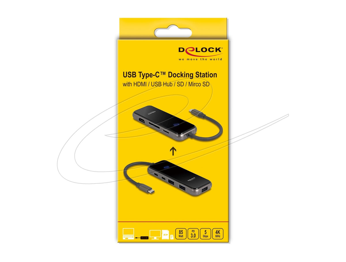 Usb Type-C Estación De Acoplamiento 4k - Hdmi Usb Hub Sd - Micro Sd Slot Pd 3.0 85 W Oberfläche De Templado Cristal