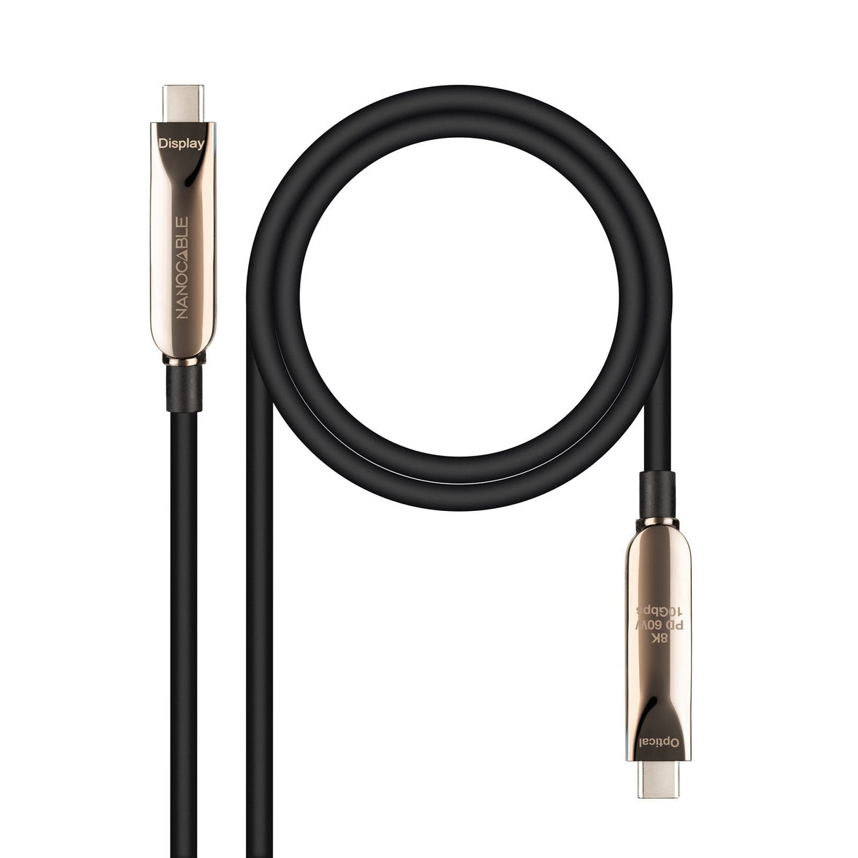 Cable Usb 3.2 Tipo-C Aoc Nanocable 10.01.4610 Usb Tipo-C Macho Usb Tipo-C Macho Hasta 60w 10gbps 10m Negro