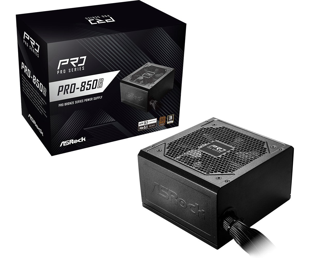 Fuentes De Alimentación Asrock Pro Series Pro-850b 850w Atx 80+ Bronze Negro 90-Uxr085-Bneaa2