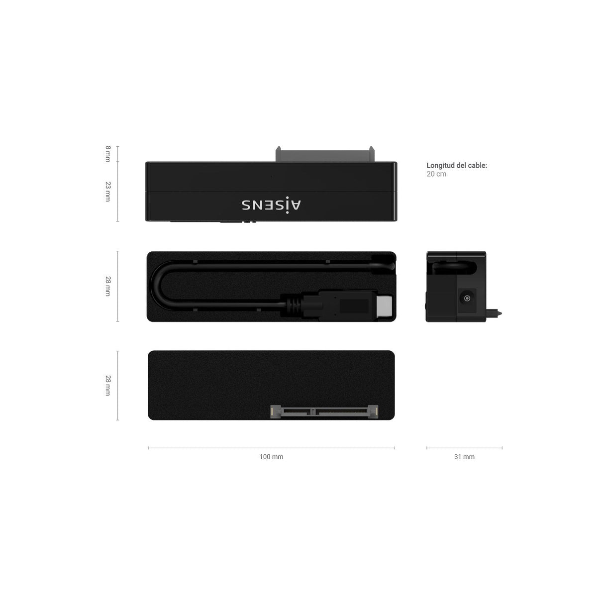 EAN 8436574707632 - AISENS ASE-35C02B caja para disco duro externo Carcasa de disco duro/SSD 2.5/3.5" imagen 4