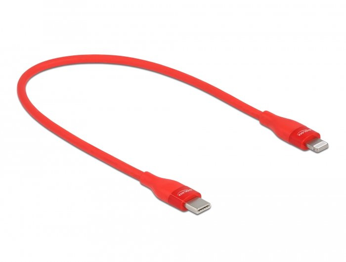 Delock Daten- Und Ladecable Usb Type-C Zu Lightning Für Iphone, Ipad Und Ipod Rot 0,5 M Mfi
