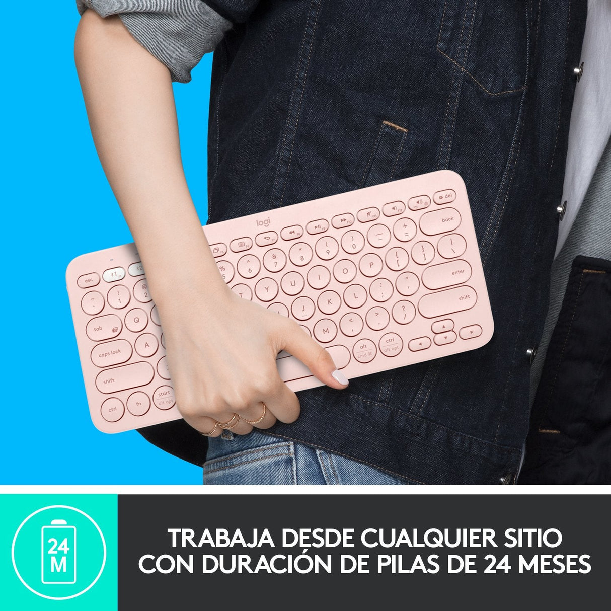 Teclado Español Logitech K380 Multi-Device Bluetooth Qwerty Rosa 920-009587