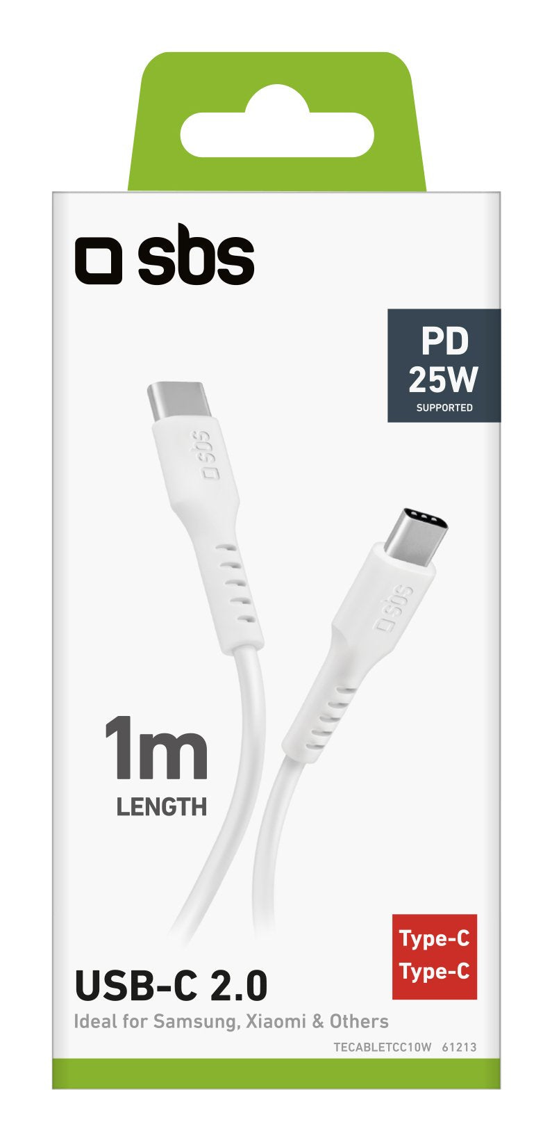 Sbs Usb-C Zu Usb-C Kabel 1m Weiá