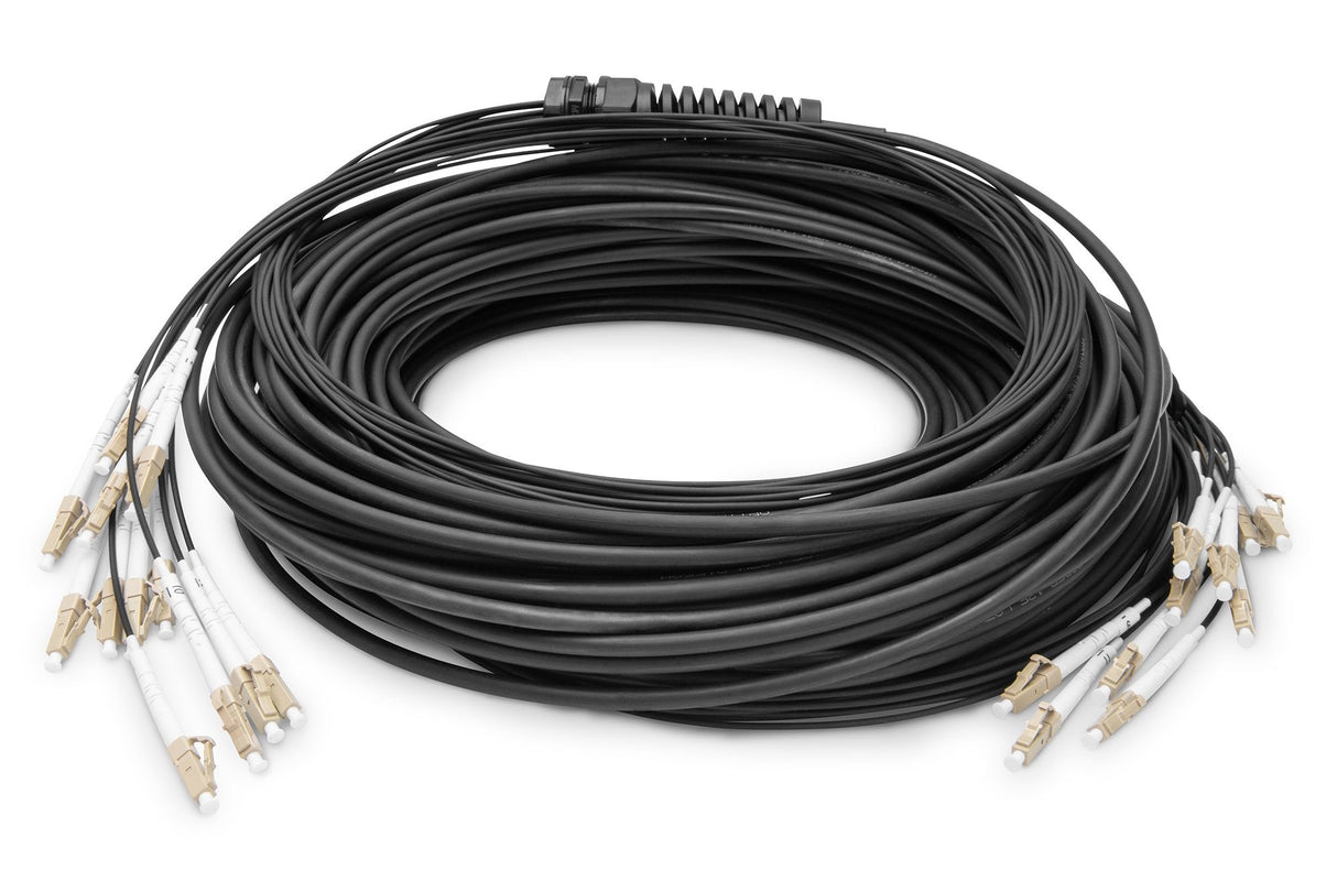 Cable Breakout 12 Fibras, Om4, Lc/Upc-Lc/Upc Universal, Color: Negro, 150 M