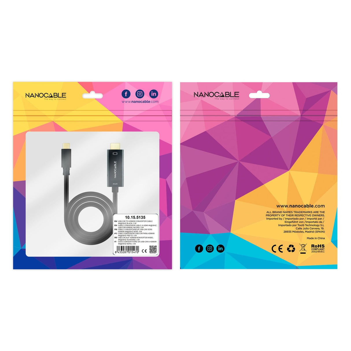 EAN 8433281015470 - Nanocable 10.15.5135 adaptador de cable de vídeo USB Tipo C imagen 5