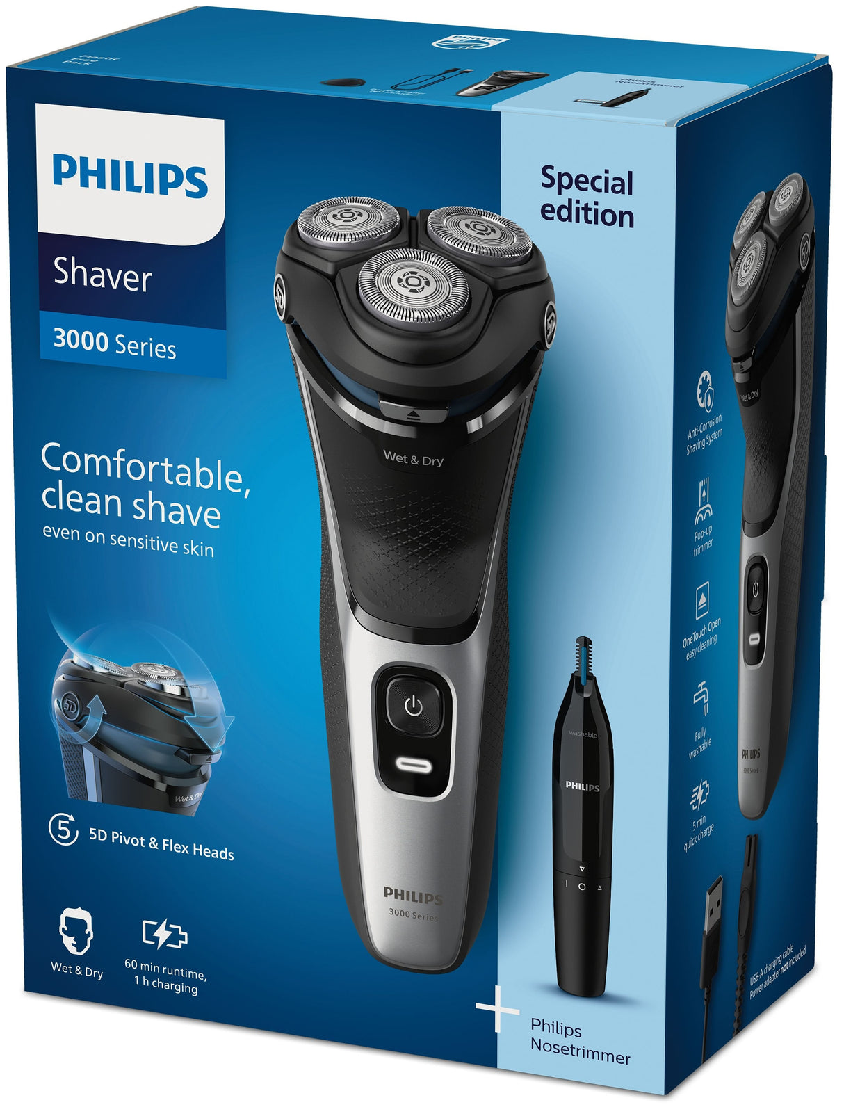 Afeitadora Philips Shaver Series 3000 S3143 02 Con Batería 2 Accesorios