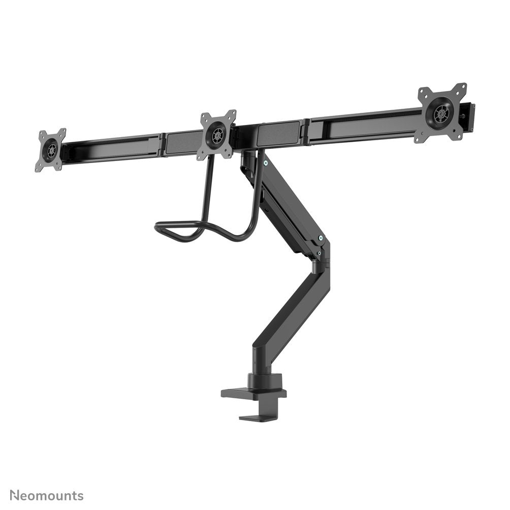 Newstar Monitor Triple-Deskmount With Crossbar 17-24inch Full Motion Gasspring Tilt Rotate Swivel Grommet/Clamp Black
