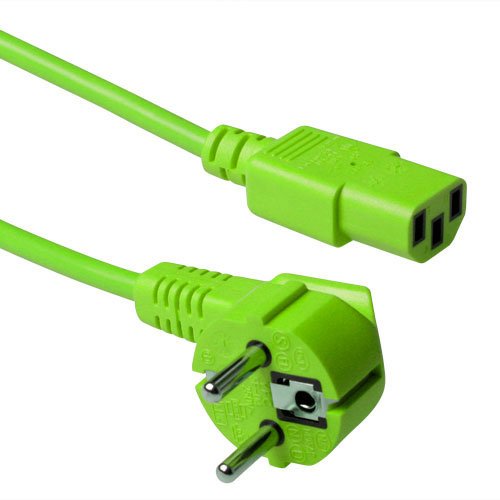 Cable Act De Alimentación Schuko Macho Angulado - C13 Verde 1,80 M