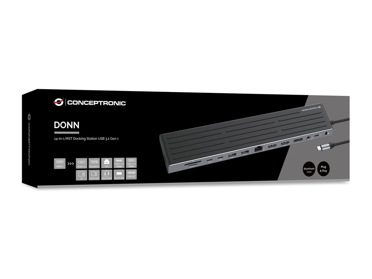 EAN 4015867241288 - Conceptronic DONN32B base para portátil y replicador de puertos Alámbrico USB 3.2 Gen 1 (3.1 Gen 1) Type- imagen 5