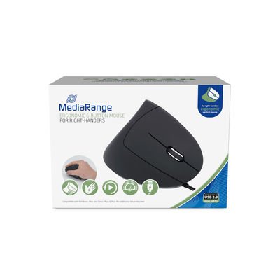 Mediarange Raton Usb 2.0 Vertical Derecho, Negro