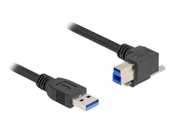 Delock 80484 Cable Usb 5 Gbps Usb Tipo-A Macho Recto Hacia Abajo A Usb Tipo-B Macho Con Tornillo 90° Ángulo Recto 1 M Negro