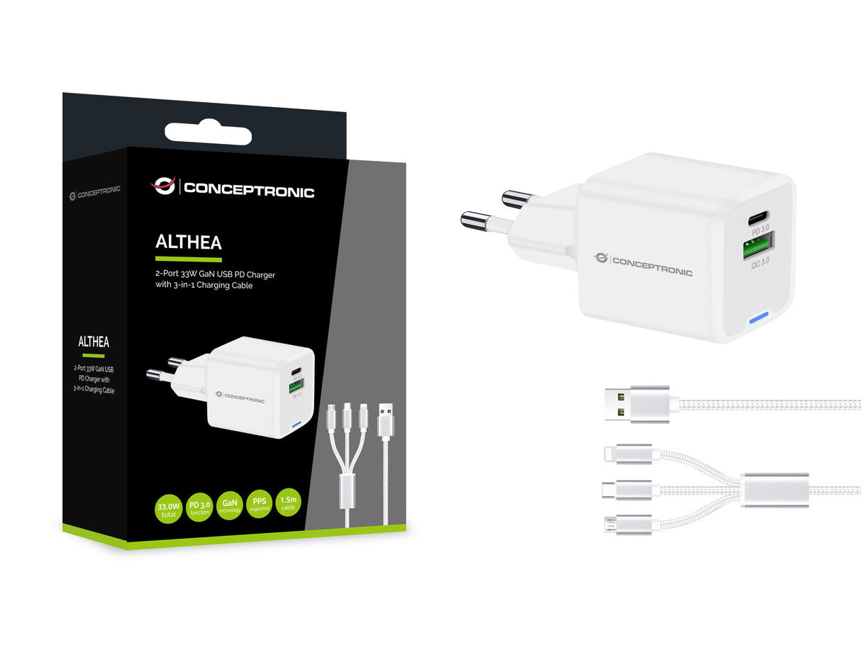 EAN 4015867236482 - Conceptronic ALTHEA16W cargador de dispositivo móvil Universal Blanco Corriente alterna Carga rápida Inte imagen 4