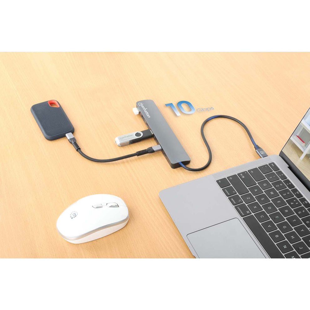 EAN 766623181167 - Manhattan 181167 base para portátil y replicador de puertos Alámbrico USB 3.2 Gen 2 (3.1 Gen 2) Type-C Gri imagen 2