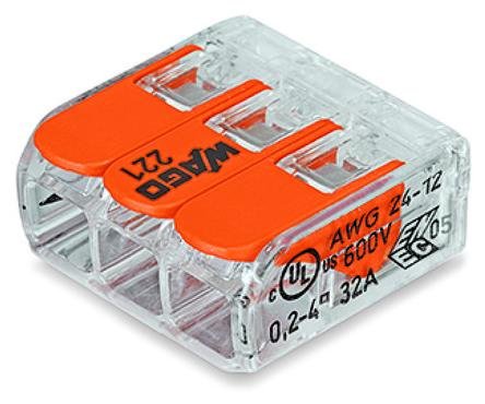 Wago 221-413 Bloque De Terminales 1p Naranja, Transparente