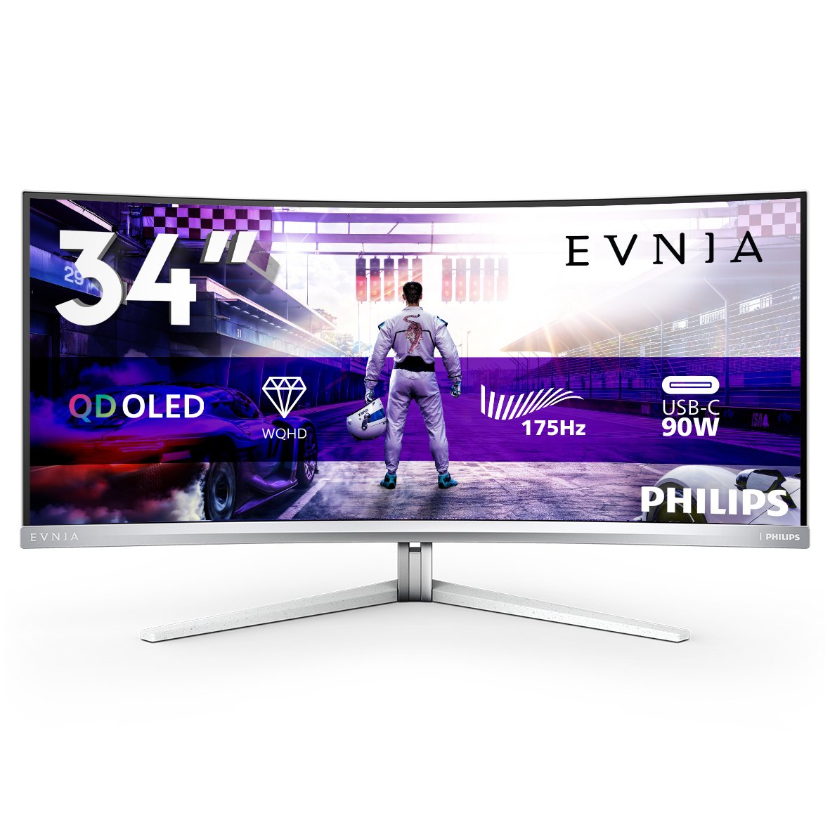 EAN 8712581798680 - Philips 34M2C8600/00 pantalla para PC 86,4 cm (34") 3440 x 1440 Pixeles Wide Quad HD OLED Blanco imagen 1