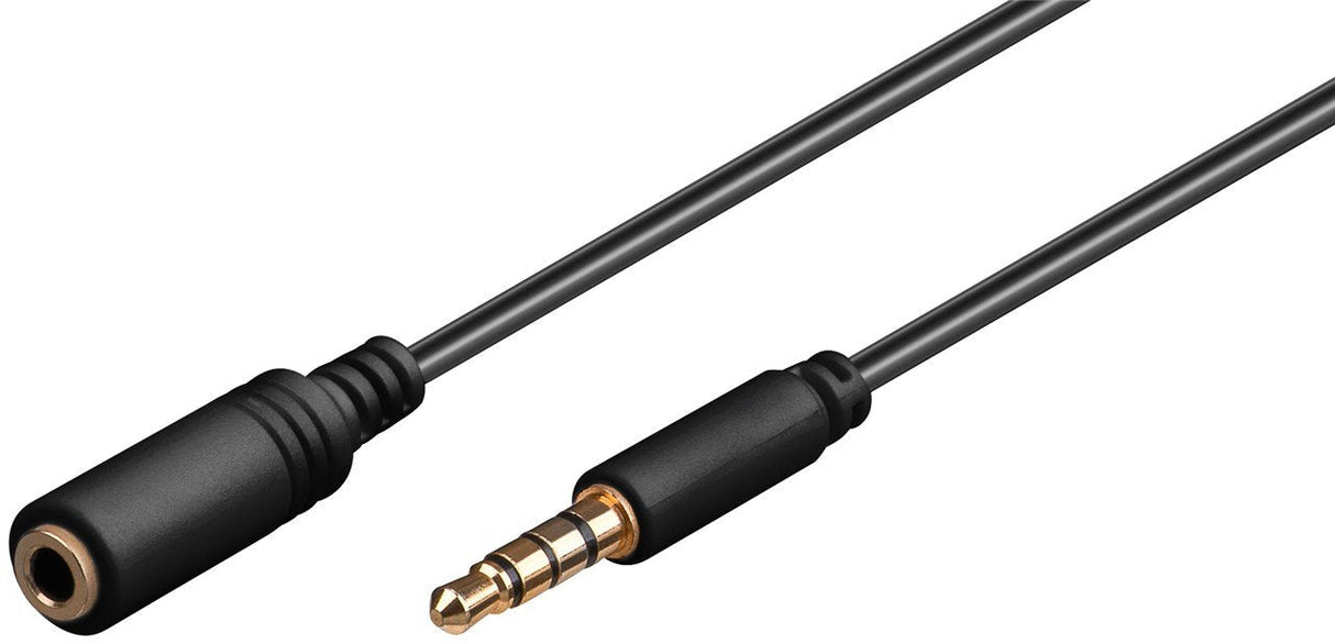 3.5mm Jack Extension Cable, Black, 2 M - 3.5 Mm Plug (4-Pin,