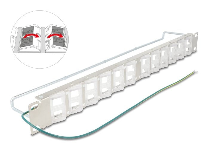 Delock 67066 Panel De Conexión Keystone De 19" Con 24 Puertos Inclinables Y Alivio De Tensión