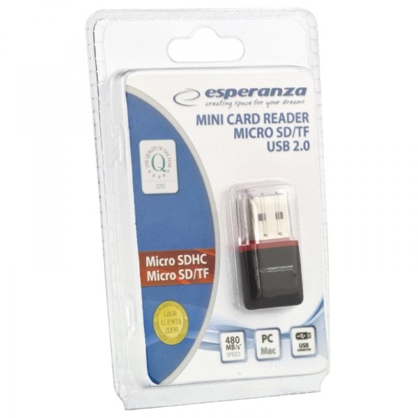 Lector De Tarjetas Externo Esperanza Ea134k Negro, Plateado, Transparente Usb 2.0