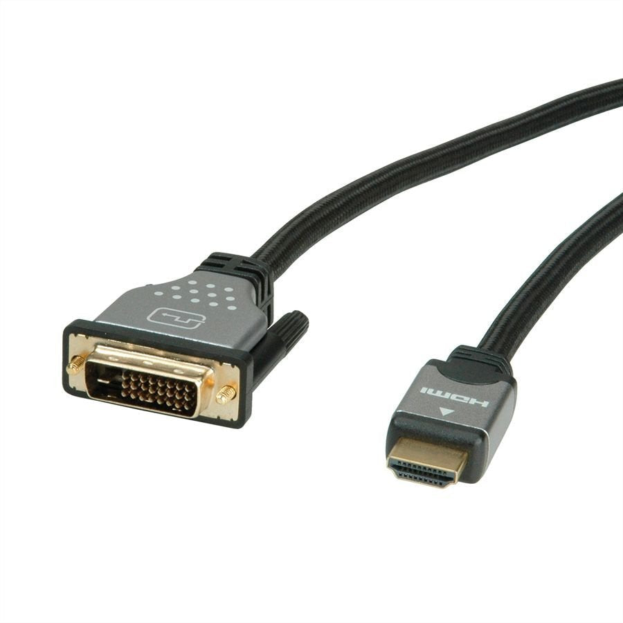Roline Monitorcable Dvi (24+1) - Hdmi, St St, Schwarz Silber, 1,5 M
