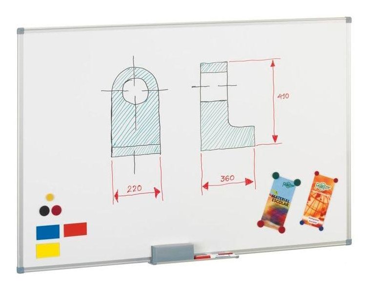 Faibo Pizarra Blanca Metálica Marco De Aluminio 90x120cm Lacado Blanco