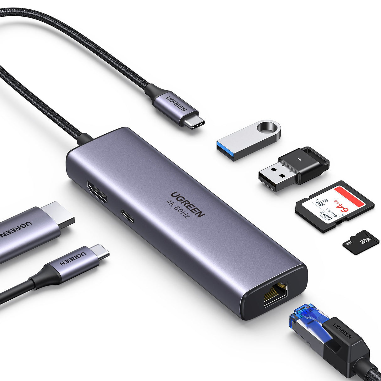 EAN 6957303865154 - Ugreen 60515 base para portátil y replicador de puertos Alámbrico USB 3.2 Gen 1 (3.1 Gen 1) Type-C Gris imagen 11