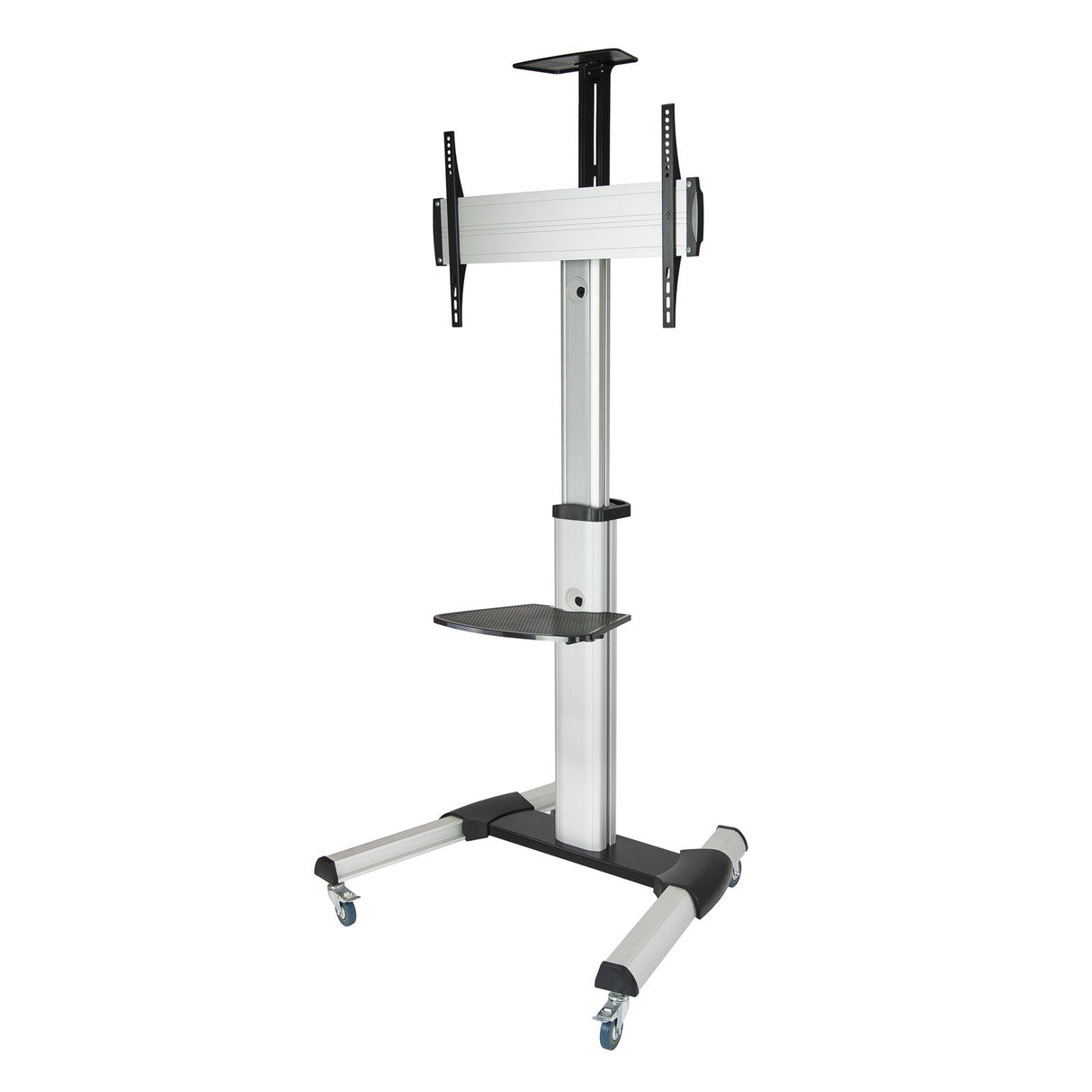 Tooq Soporte De Pantalla De Suelo Con Ruedas 37"-70" - Bloqueo De Ruedas - Dos Estantes - Gestion De Cables - Peso Max