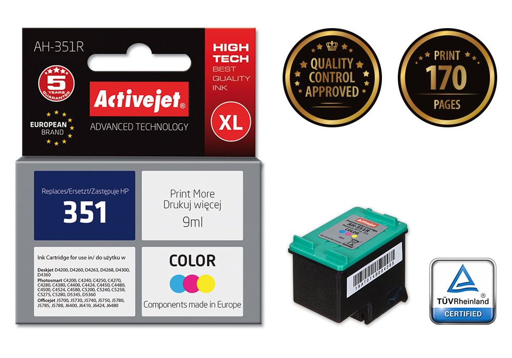 Activejet Tinta Ah-351r (Repuesto Hp 351 Cb337ee Premium 9 Ml Color)