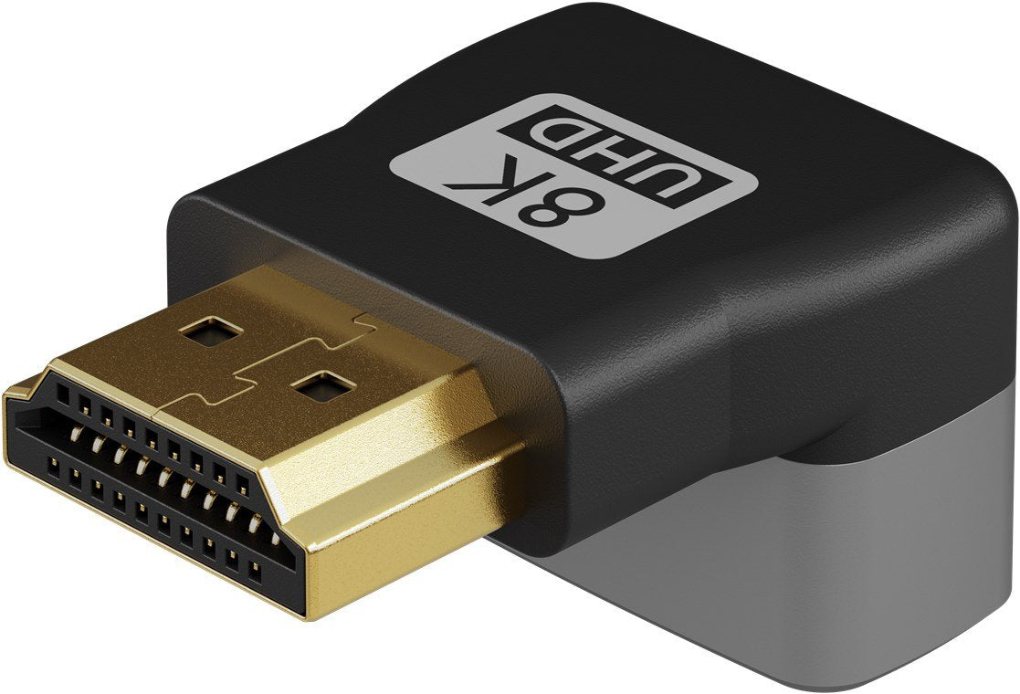 Goobay 72009 Hdmi Angled Adapter 90° Vertical, 8k @ 60 Hz, Gold-Plated, Black, Silver