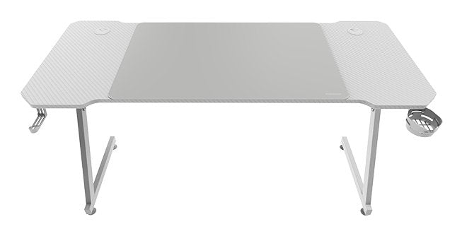 Mesa Gaming Mgd-X140 Blanco Mars Gaming 140x60/ Alfombrilla Xxl/ Soportes Externos Para Bebidas Y Auriculares/ Gestión De Cables