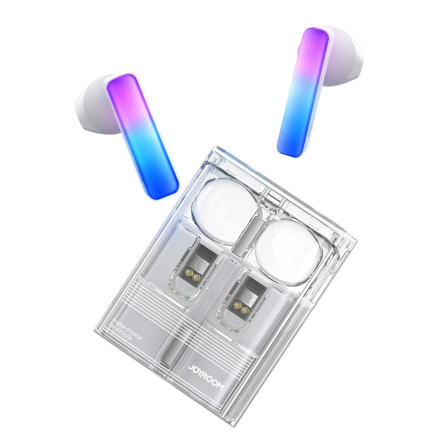 Joyroom Earphone Icelens Series Bluetooth True Wireless Bt 5.3, Tws, Aac, Sbc, Hfp, A2dp, Avrcp, With Led Lights, White (Jr-Tc1)